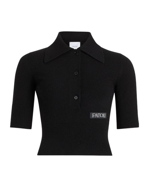 Patou Women's Black Wool And Cashmere Polo Shirt