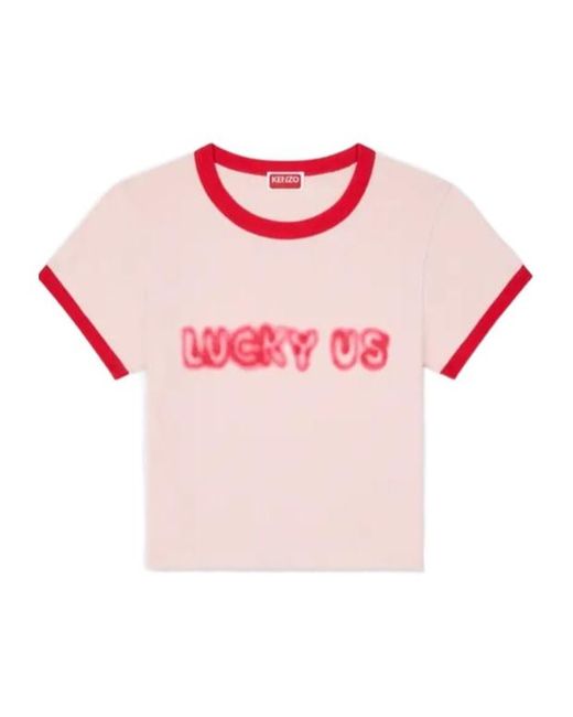 KENZO Pink Crewneck Cropped T-Shirt