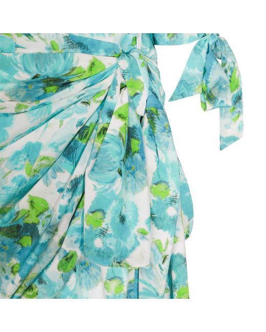 Chloé Green Chloé Ruched Floral Asymmetric Dress