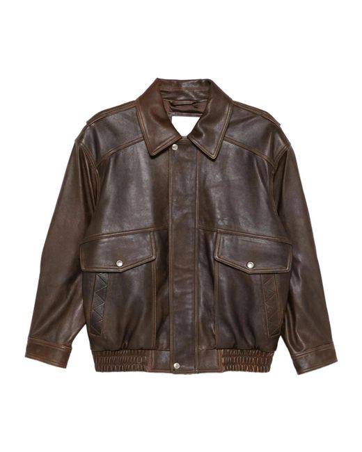 DUNST Brown Long-Sleeved Leather Jacket