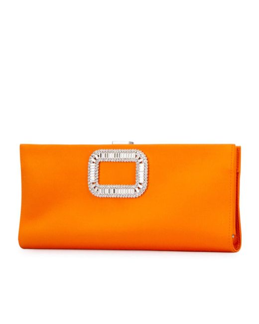 Roger Vivier Orange Buckle Embellished Clutch Bag