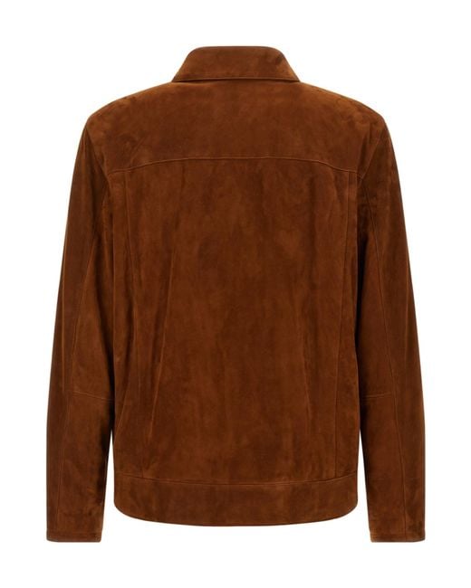 Brioni Brown Suede Zip-Front Jacket for men