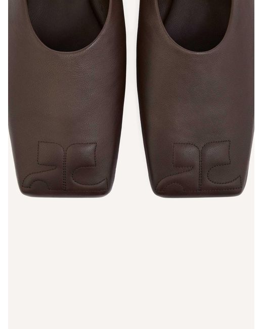 Courreges Brown Minimal Leather Loafers
