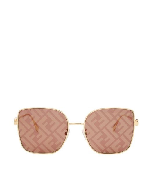 Fendi Pink Ff-Print Square-Frame Sunglasses