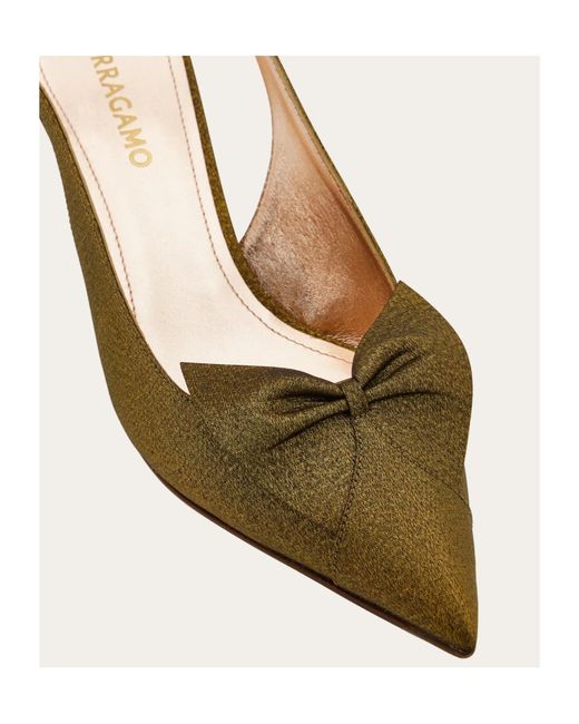 Ferragamo Metallic Soft Bow Slingback Pump