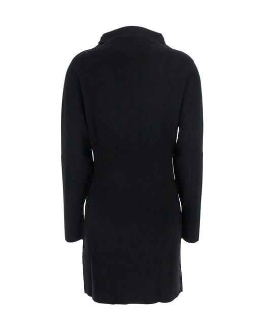P.A.R.O.S.H. Blue High-Neck Long-Sleeve Dress