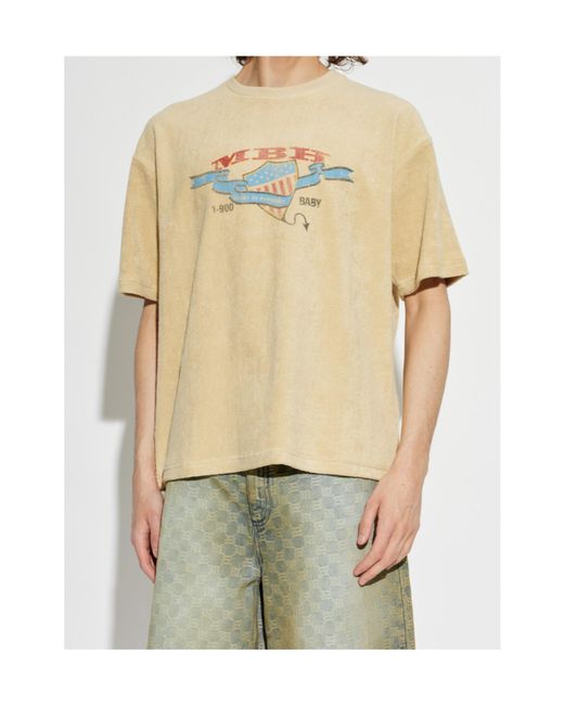 M I S B H V White Graphic-Print T-Shirt for men