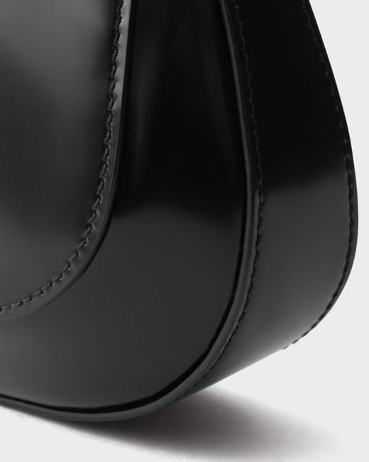 Prada Black Cleo Brushed Leather Shoulder Bag