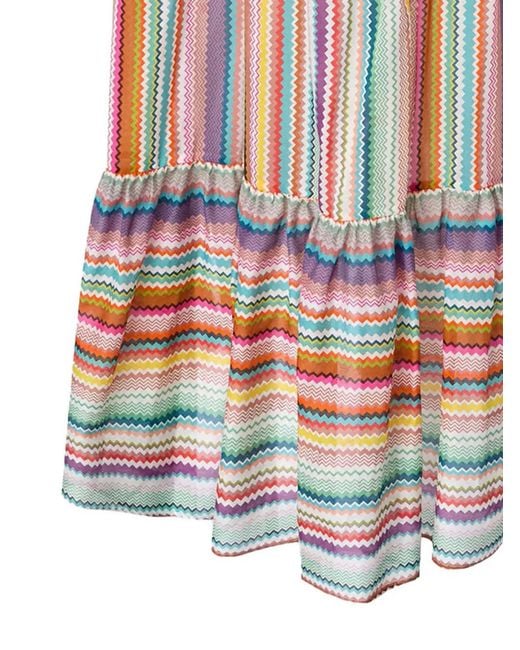 Missoni White Sleeveless Zigzag-Pattern Maxi Dress
