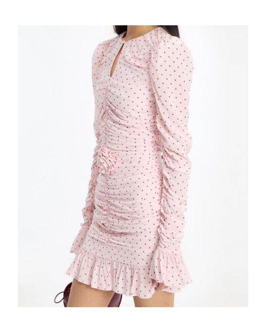 ROTATE BIRGER CHRISTENSEN Pink Ruched Floral Mini Dress