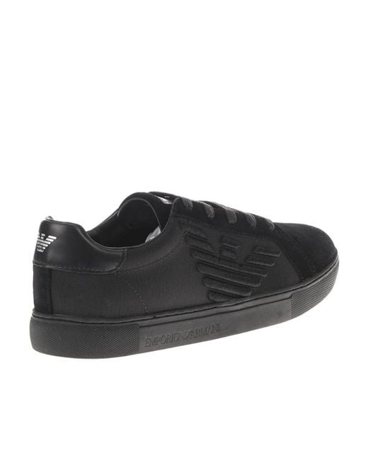 Emporio Armani Black Tie Low Upper Board Shoes for men