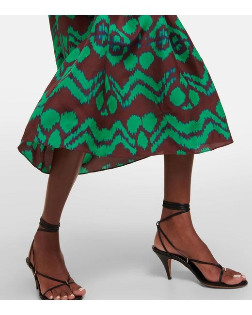 Ulla Johnson Green Printed Mid-Length Dress