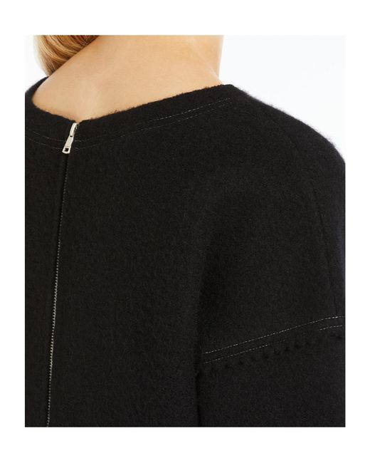 Max Mara Black Zip Detailed Crewneck Jumper
