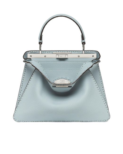 Fendi Blue Peekaboo Medium Top Handle Bag