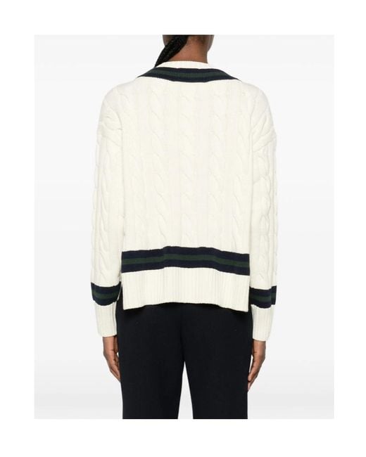 Sporty & Rich Black V-Neck Striped Knitwear
