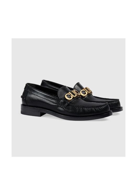 Gucci Black Logo Plaque Slip-On Loafers