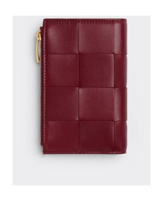 Bottega Veneta Red Intrecciato Bi-Fold Leather Wallet