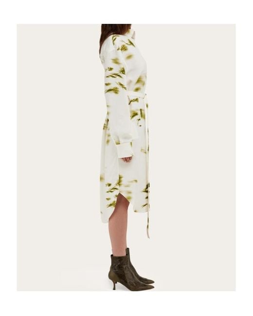 Ferragamo White Flower Printed Shirt Skirt