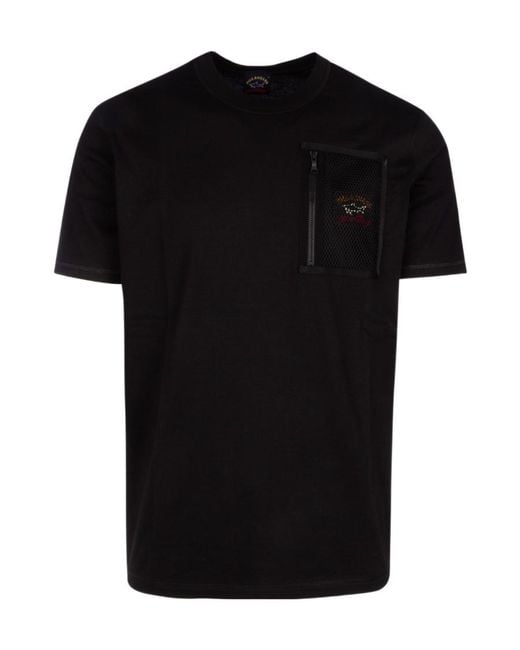 Paul & Shark Black Mesh Pocket T-Shirt for men