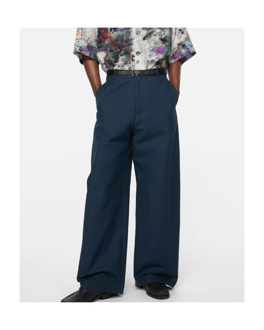 Acne Blue Logo-Patch Trousers for men