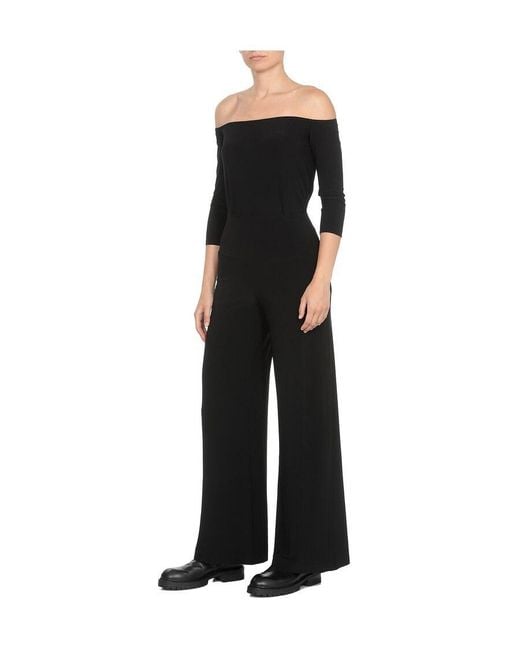 Norma Kamali Black Elastic-Waist Wide-Leg Pants