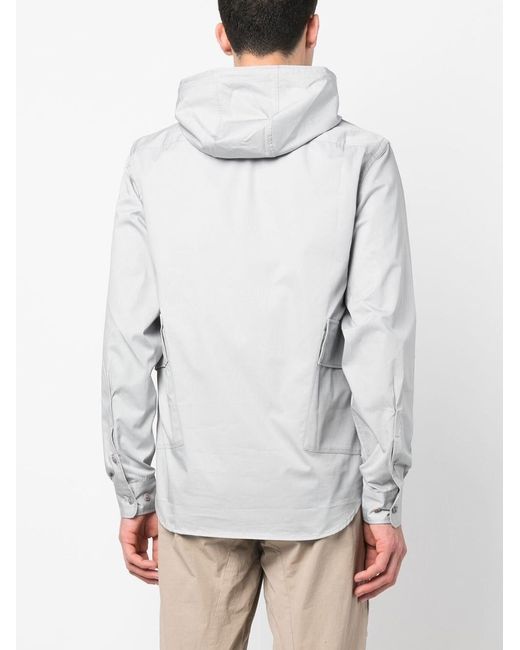 C P Company White Hooded Cotton Shirt Jacket for men