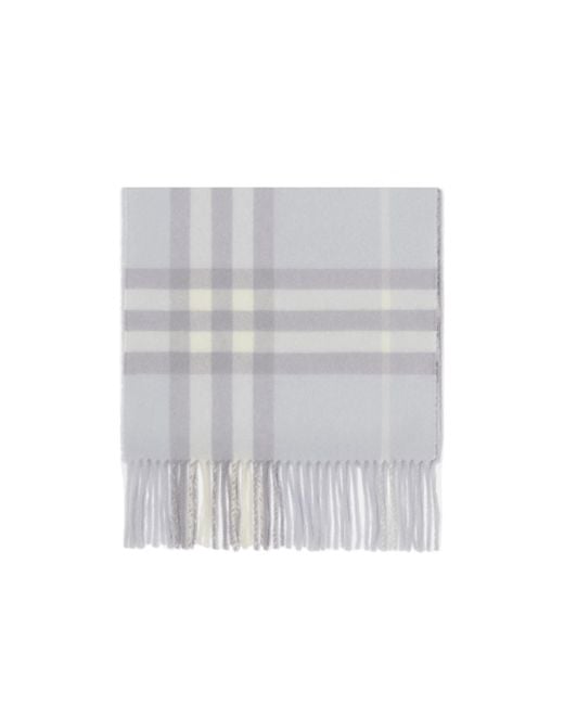 Burberry Gray Checked Fringed Scarf