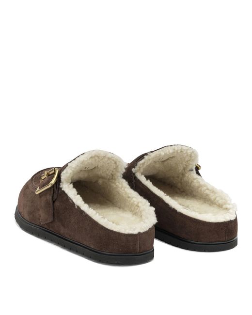Prada Brown Buckle-Fastened Slippers