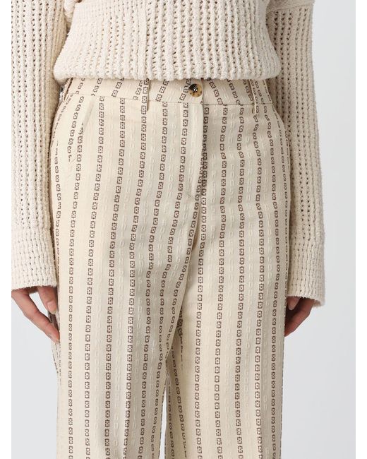 Golden Goose Deluxe Brand Natural Cream-Colored Cotton Pants With Jacquard Motif