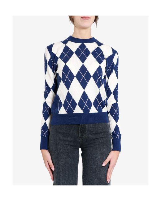 MSGM Blue Crew-Neck Virgin-Wool Jumper