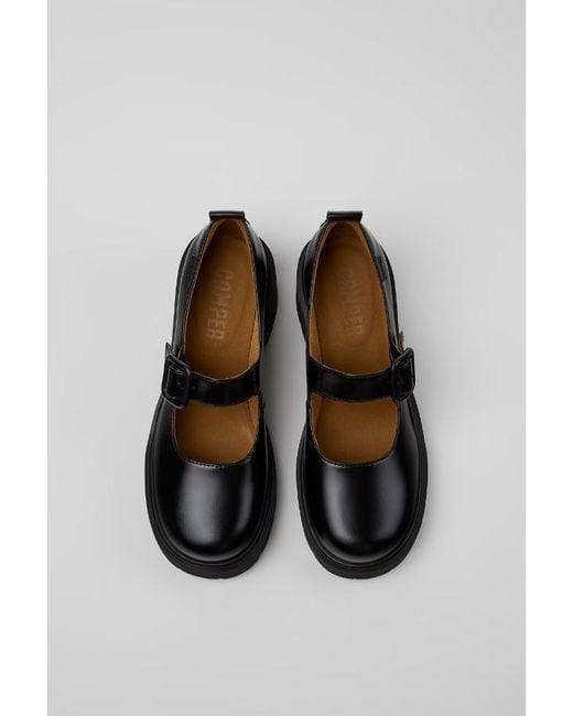 Camper Black Buckled Platform Pumps