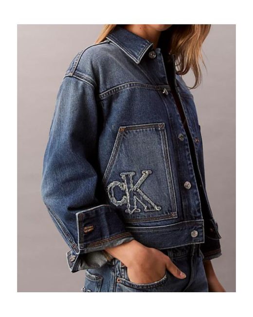 Calvin Klein Blue Workwear Logo-Appliqué Denim Jacket