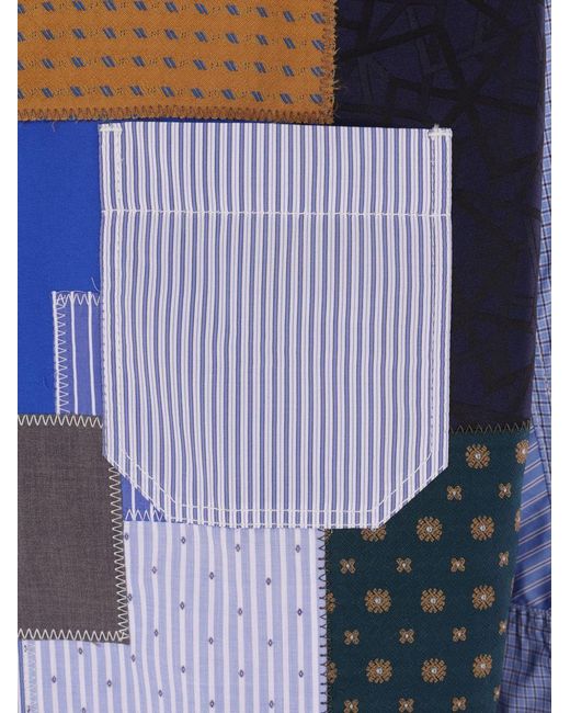Junya Watanabe Blue Patchwork Check Shirt for men