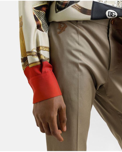 Dolce & Gabbana Gray Logo-Embroidered Trousers for men