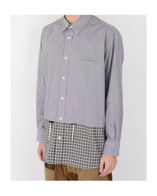 Comme des Garçons Gray Checkered Drawstring Shirt for men