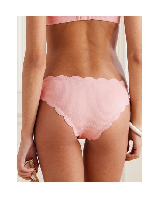 Marysia Swim Pink Scalloped Recycled-Seersucker Bikini Briefs