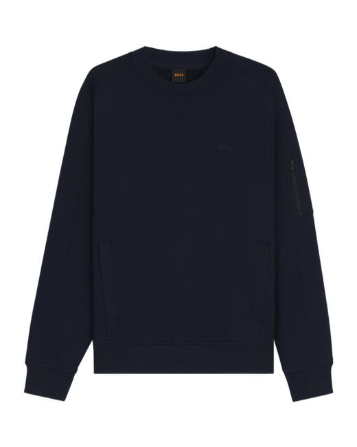 Boss Blue Boss Zipped Sleeve Pocket Sweatshirt for men
