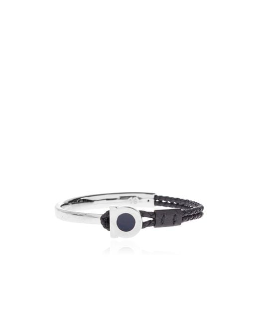 Ferragamo White Ferragamo Semi-Rigid Gancini Bracelet for men