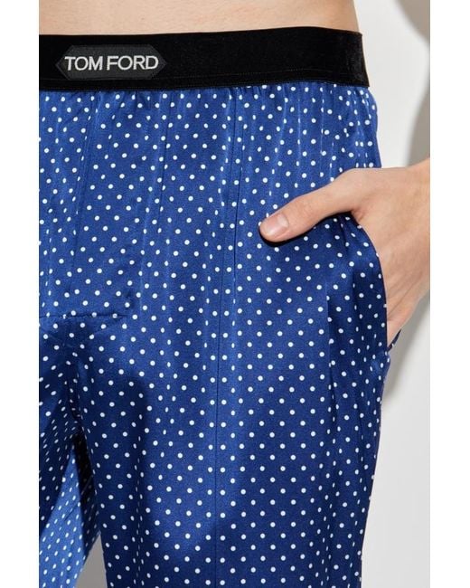 Tom Ford Blue Polka-Dot Pattern Pyjama Pants for men