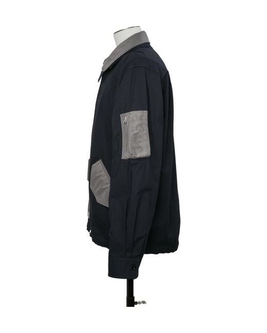 Sacai Blue Layered Effect Oxford Jacket for men
