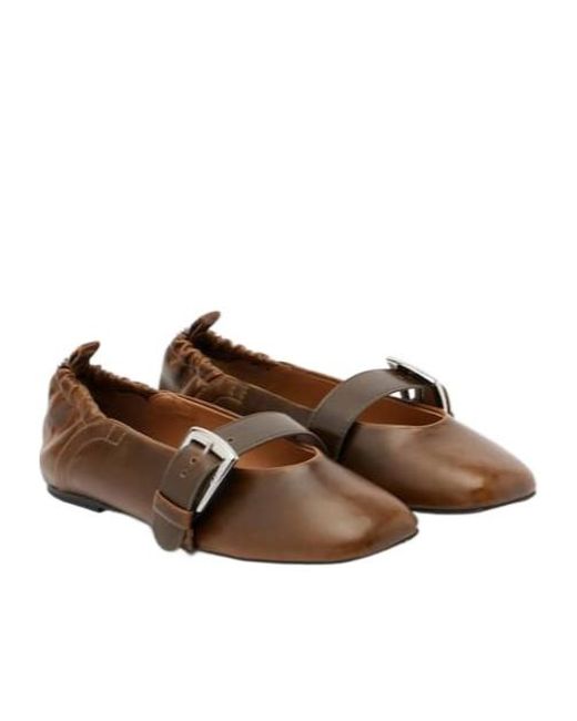 Ganni Brown Simple Fashion Flat Shoes