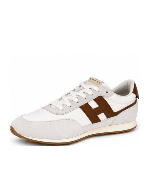 Hogan White Athletic Logo-Patch Panelled Sneakers for men