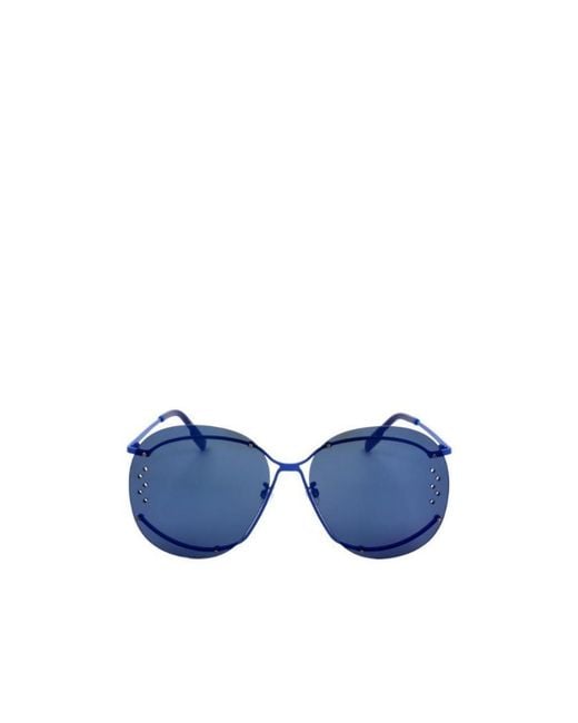 KENZO Blue Rimless Logo Sunglasses