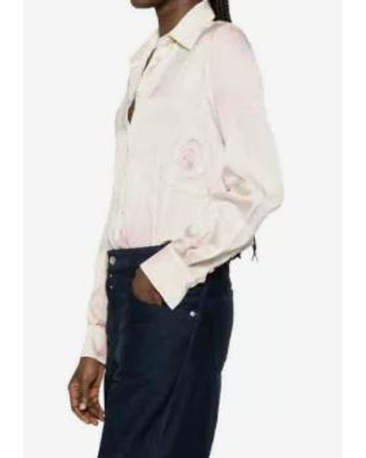 Blugirl Blumarine Pink Floral Print Button-Up Shirt