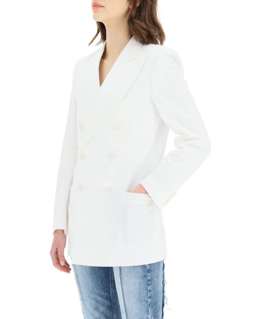 Maison Margiela White Double-Breasted Tailored Blazer