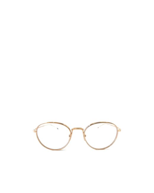 Thom Browne White Eyewear Round Frame Glasses for men