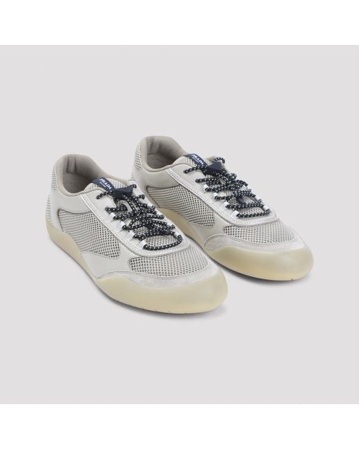 Prada White Mesh Lace-Up Low-Top Sneakers for men