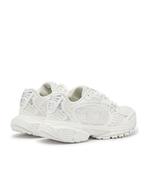 DIESEL White S-Pro-V-Dense Rhinestone-Embellished Sneakers
