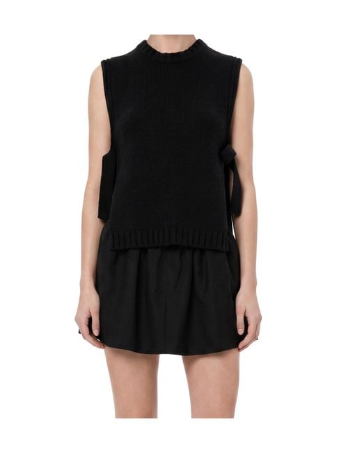 Soeur Black Sleeveless Knit Sweater