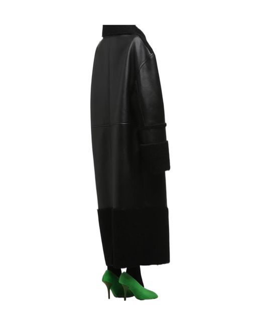 Entire studios Black Shearling Long Coat for men